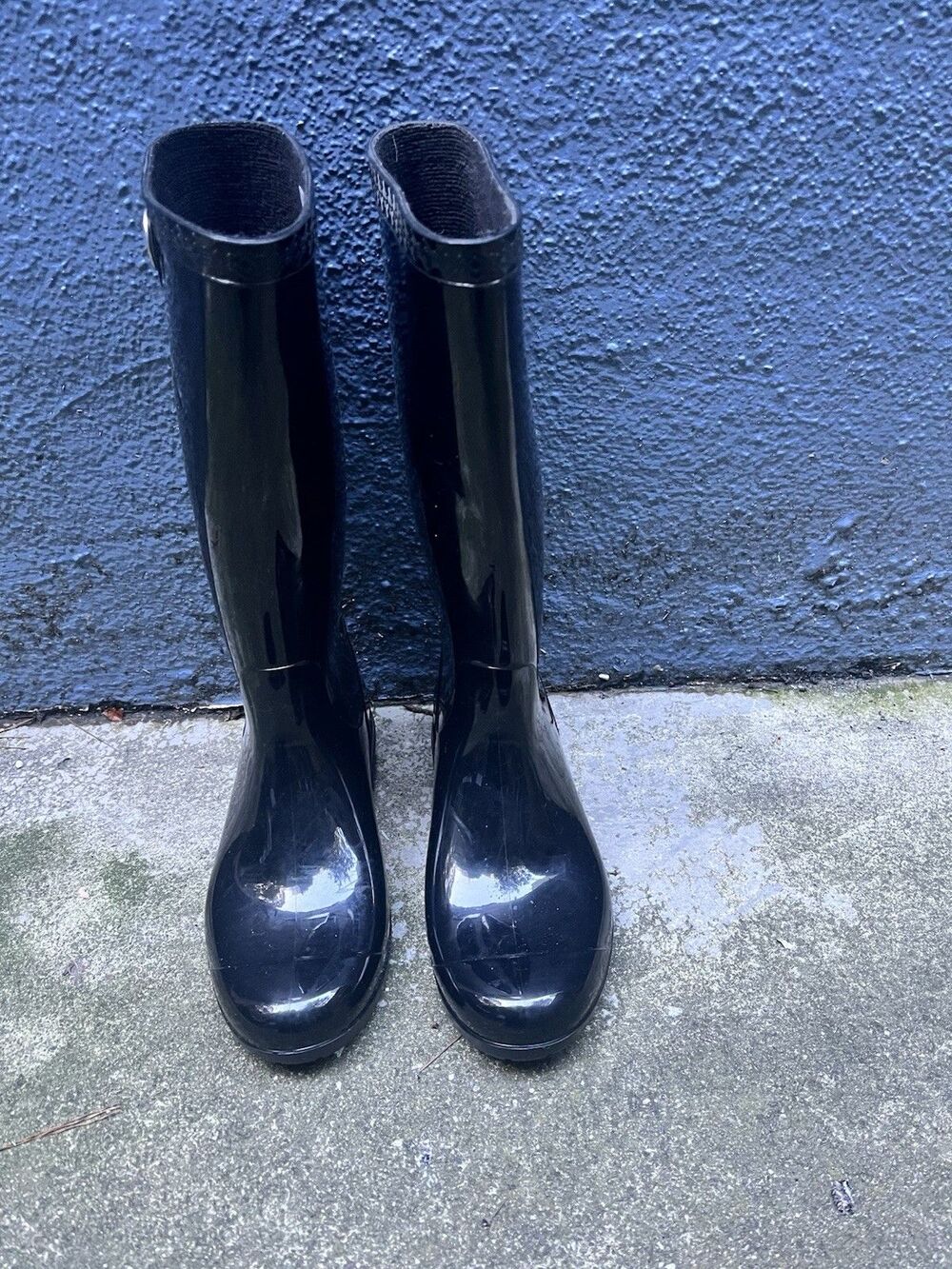 UGG Womens Rain boots 5M Shaye Navy Blue Tall Pull on Outdoors Utility Gorpcore